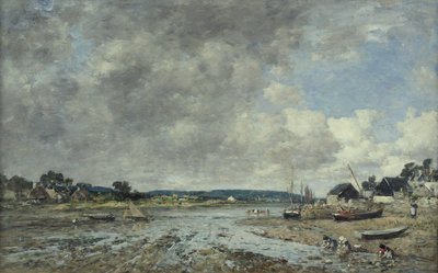 Landskab med vaskekoner, 1873 af Eugene Louis Boudin