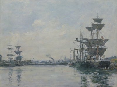 Le Havre, skibe i et bassin af Eugene Louis Boudin