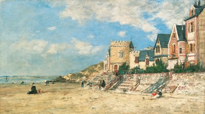 Malakoff-tårnet og kysten ved Trouville; Malakoff-tårnet og kysten ved Trouville, 1877 af Eugene Louis Boudin
