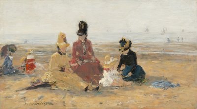 På stranden, Trouville, 1887. af Eugene Louis Boudin