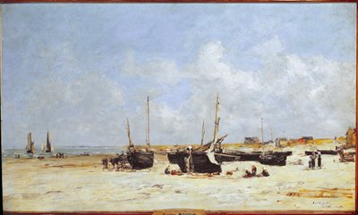 På stranden i Berck, Pas-de-Calais (olie på lærred af Eugene Louis Boudin