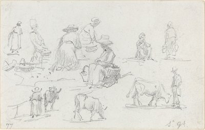Bønder og køer [recto], 1877. af Eugene Louis Boudin