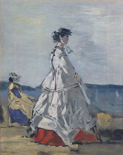 Prinsesse Pauline Metternich 1836-1921 på stranden, ca. 1865-67. af Eugene Louis Boudin