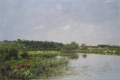 Riverside ved La Touques, 1890 af Eugene Louis Boudin