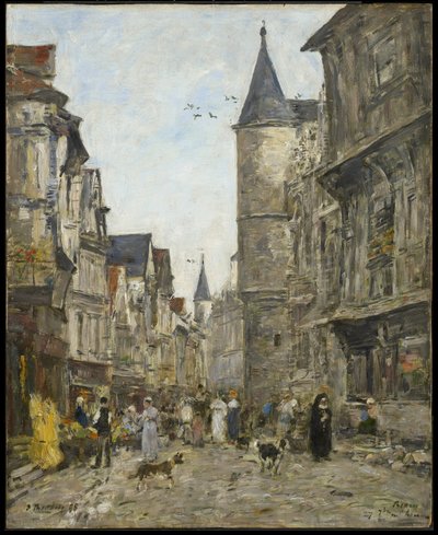 Rue Saint-Romain, Rouen af Eugene Louis Boudin
