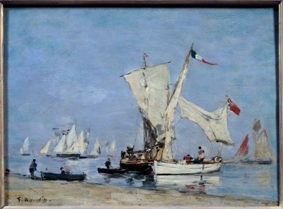 Sejlbåde maleri af Eugene Louis Boudin (1824-1898) 1869 Sun. 0,24x0,33 m Paris, Musee d