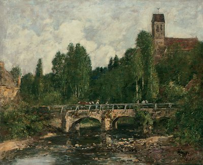 Saint-Cenery, Kirken og Broen, 1892 af Eugene Louis Boudin