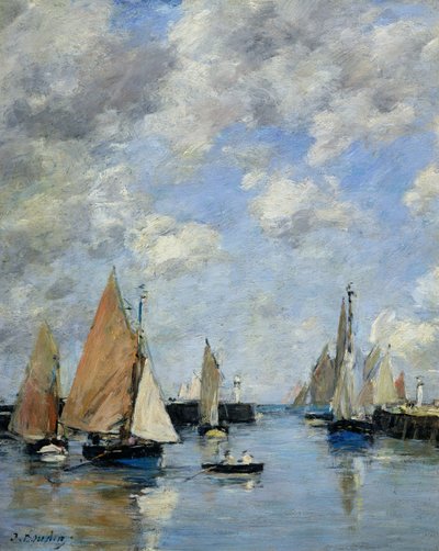Anløbsbroen ved højvande, Trouville af Eugene Louis Boudin
