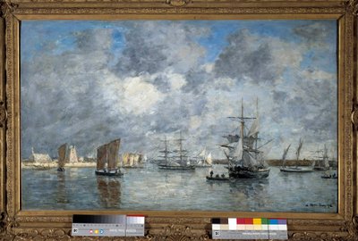 Port of Carnaret Maleri af Eugene Louis Boudin (1824-1898). 1872. Dim. 0,55 x 0,89 m. Paris, Musee d