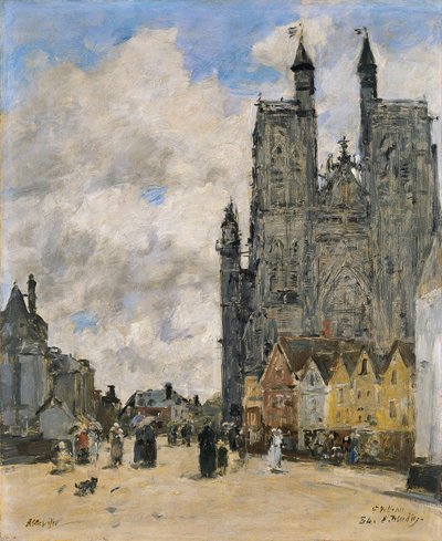 Pladsen for kirken Saint Vulfran i Abbeville af Eugene Louis Boudin