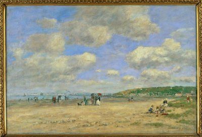 Stranden ved Tourgeville-les-sablons (maleri på lærred) af Eugene Louis Boudin