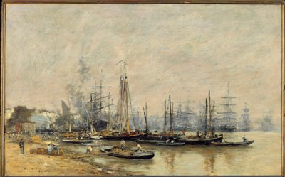 Havnen i Bordeaux Fartøjer på Garonne. Maleri af Eugene Louis Boudin (1824-1898) 1874 søn. 0,41x0,65 m Paris, musee d