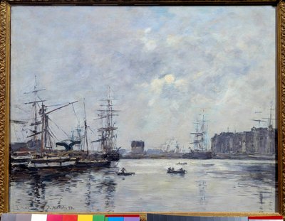 Havnen i Le Havre bassinet af baren. Maleri af Eugene Louis Boudin (1824-1898) af Eugene Louis Boudin
