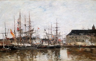 Tremester i Dock, Antwerpen, 1871 af Eugene Louis Boudin