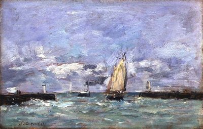 Trouville, ca. 1885-90 (olie på panel) af Eugene Louis Boudin