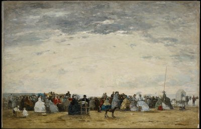 Feriegæster på stranden i Trouville af Eugene Louis Boudin