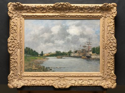 Udsigt over havnen i Saint-Valéry-sur-Somme af Eugene Louis Boudin