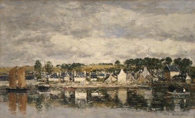 Landsby ved en flod, sandsynligvis 1867. af Eugene Louis Boudin