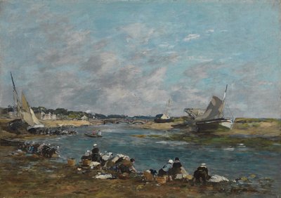 Vaskekvinder på bredden af ​​floden Touques; Vaskekvinder på en af ​​La Touques arme, 1866 af Eugene Louis Boudin