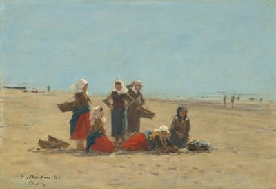 Kvinder på stranden i Berck, 1881. af Eugene Louis Boudin
