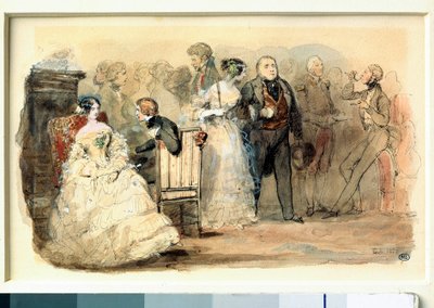 En reception under Louis Philippe Watercolor af Eugene Lami (1800-1890) af Eugene Louis Lami