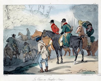 Ornejagt. Illustration af bogen "La vie de chateau"". Gravering af Eugene Louis Lami (1800-1890) af Eugene Louis Lami