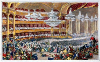 Maskebal i Operaen i det 19. århundrede - af Dolfino, efter Lami. af Eugene Louis Lami
