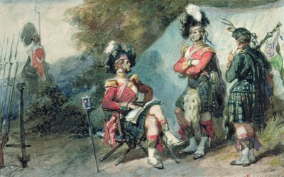 Officerer fra 79th Highlanders i Chobham Camp i 1853 af Eugene Louis Lami