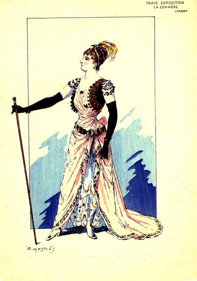 Kostume til stykket " Sladderen ". 1889 (gravering) af Eugene Mesples