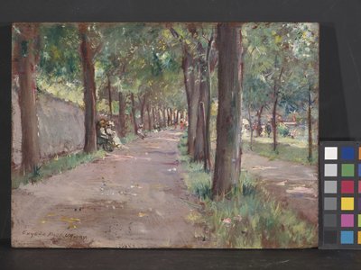 Gadescene (olie på panel) af Eugene Paul Ullmann