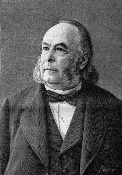 Portræt af Edmond Fremy (1814-1894), fransk kemiker (fra et fotografi af Eug. Pirou). Gravering i "" Natur: gennemgang af videnskaberne og deres anvendelser til kunst og industri"" af 10. februar af Eugene Pirou