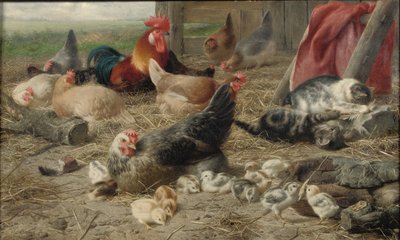 In the Barnyard (olie på lærred) af Eugene Remy Maes