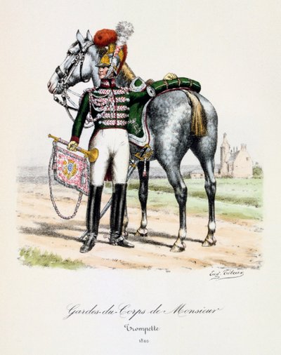 Livvagter af Monsieur, trompetist, 1820 af Eugene Titeux