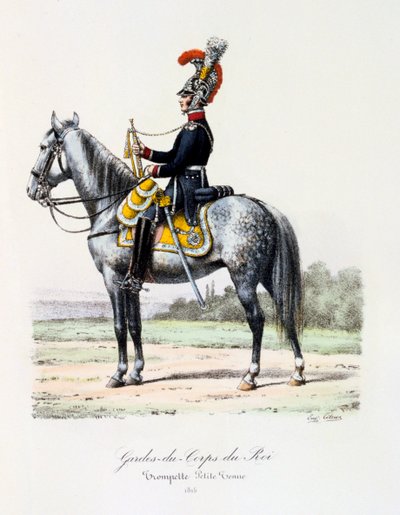 Gardes-du-Corps de Roi, Trompetist klæder sig af, 1815 af Eugene Titeux