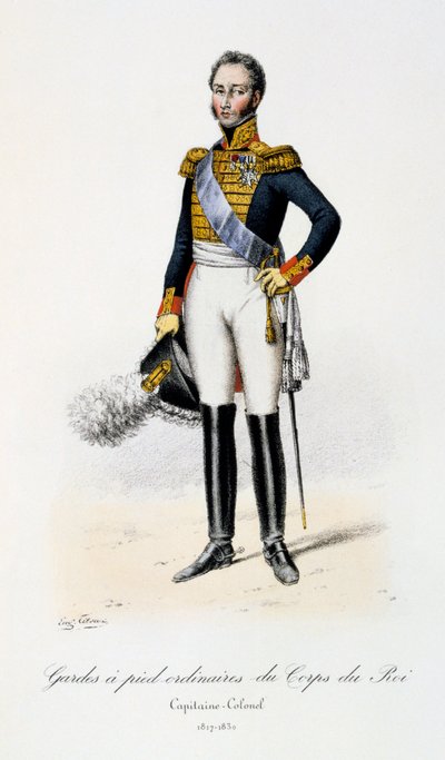 Ordinære fodvagter af kongens korps, kaptajn-oberst, 1817-30 af Eugene Titeux