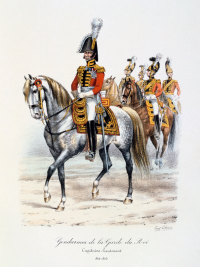 Gendarmer fra Kongens Garde, Kaptajnløjtnant, 1814-15 af Eugene Titeux