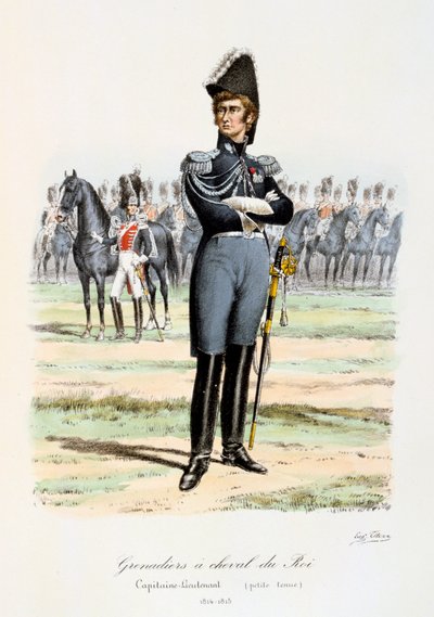 Kongens Hestegrenadier, Kaptajnløjtnant 1814-15 af Eugene Titeux