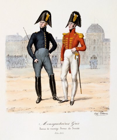 Grå Musketerer, Manege og Selskabsdragt, 1814-15 af Eugene Titeux