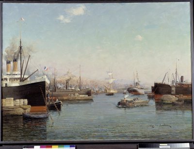 Havnen i La Joliette Maleri af Eugene de Barberiis (1851-1937) Fondation Regards de Provence fra det 20. århundrede, Marseille af Eugene de Barberis