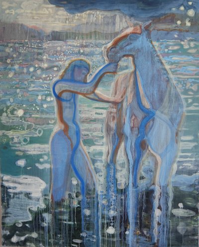 Noose of Light, 2023 (olie, pigmenter på lærred) af Eugenie Vronskaya