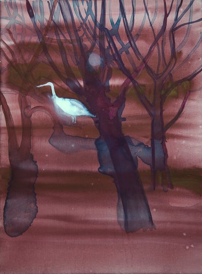 White Crane, 2019 (linned, pigmenter) af Eugenie Vronskaya