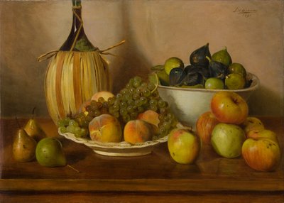 Stilleben med frugt (oliemaleri på lærred) af Eugenio De Giacomi