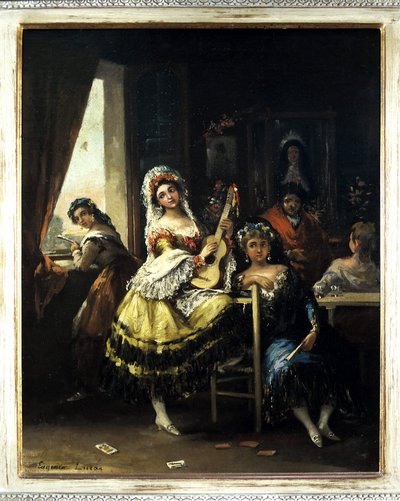 Maja med guitar af Eugenio Lucas Velazquez