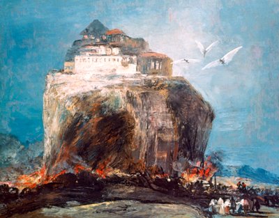 By på klippen, c1878-1918 af Eugenio Lucas Villamil