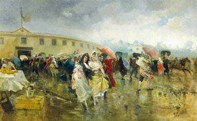 Uden for tyrefægterarenaen, Madrid, 1897 af Eugenio Lucas Villamil