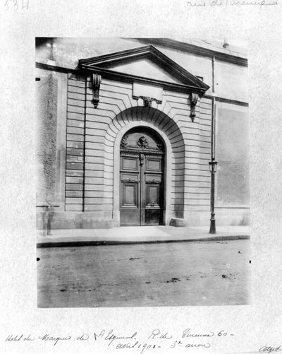 Hotel du Grand Veneur i Paris, 60 rue de Turenne, 1901 af Eugène Atget