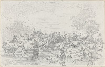 Besætninger, der krydser en strøm af Eugène Boudin
