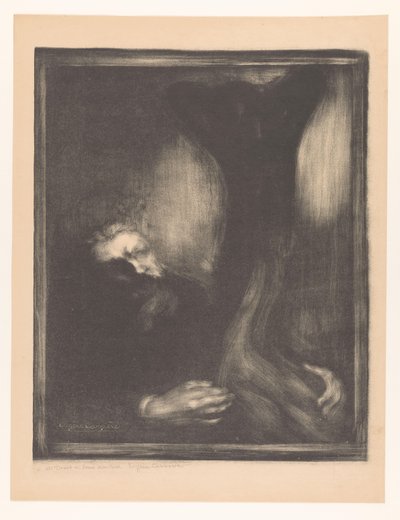 Portræt af Rodin med en skulptur Rodin billedhugger af Eugène Carrière