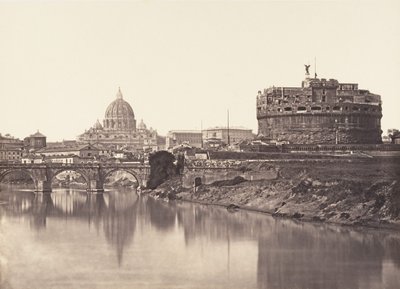 Udsigt over Castel St Angelo. S. Pietro, 1848-52. af Eugène Constant