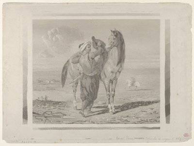 En tyrker sadler sin hest, 1824., 1824. af Eugène Delacroix